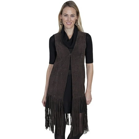 scully fringe vest laser western womens cut leather