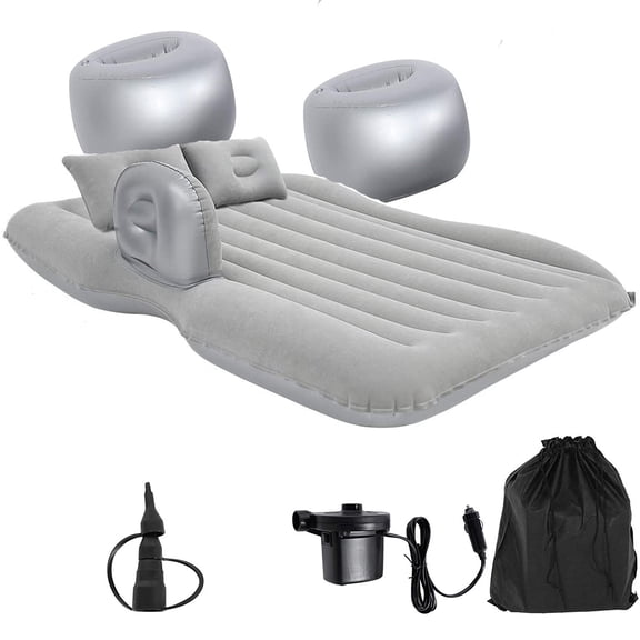 Car Air Mattress, Flocked PVC Inflatable Back Seat Bed with Anti-Drop Sides, Waterproof Travel Camping Mattress