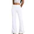 thumbnail image 2 of No Front Seam High Waisted Flare Leggings for Women Bootcut Yoga Pants Soft White M, 2 of 6