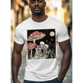 thumbnail image 2 of Couple Skull Kiss Men's T Shirts Mushroom T-Shirt for Men Crew Neck Tees Cotton Tops, White, M, 2 of 7