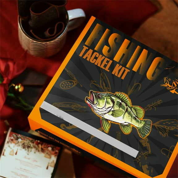 24-Piece Fishing Tackle Advent Calendar Set with Spoons Soft Hard Lures Sequin Decoys, All-Water Versatile Design, Christmas Gift for Men Teenage Boys Anglers