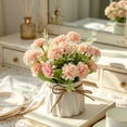 thumbnail image 4 of Artificial Flower, Faux Silk Flower Arrangement with Small Ceramic Vase, Decorative Floral Centerpiece for Home or Office, Lifelike Potted Plant for Wedding and Party Decor (Pink), 4 of 6