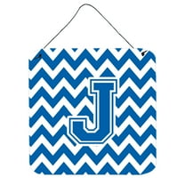 Letter J Chevron Blue and White Wall or Door Hanging Prints