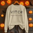 thumbnail image 5 of KHONTS Witch Woman in Total Control Here Sweatshirt Witch Shirts for Women Funny Halloween Graphic Crewneck Pullover Tops Khaki L, 5 of 5