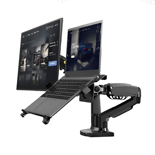 Base Doble Ergonomica Para Monitor Y Laptop MaluberoNEGRO