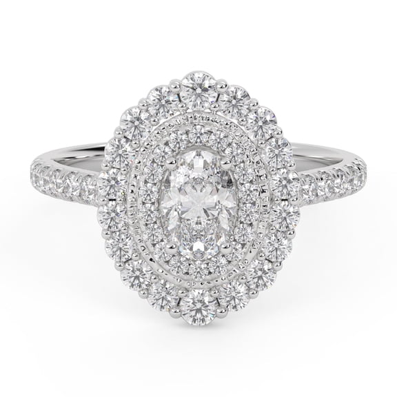 AFFY Double Halo Solitaire Engagement Rings for Women, IGI Certified 1.05 Carat (ctw) Oval And Round Cut Lab Grown Diamond Ring In 14K Solid White Gold F-G, VS-SI Quality Ring Size-4