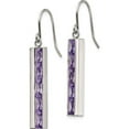 thumbnail image 2 of Stainless Steel Polished With Purple Cz Dangle Shepherd Hook Earrings (39.2 X 5.4) Made In China sre1364, 2 of 5