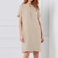 thumbnail image 2 of Plus Size Women Button Cotton Linen Long Maxi Dress Short Sleeve Pocket Dress, 2 of 5