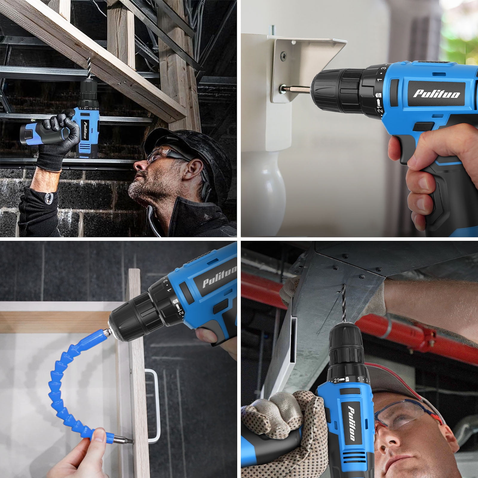 PULITUO 148-Piece Home Drill Set with 12V Blue Cordless Drill, Hand Tools, Tool Box, Ideal for Men, Women, and DIY Enthusiasts for Home Improvement