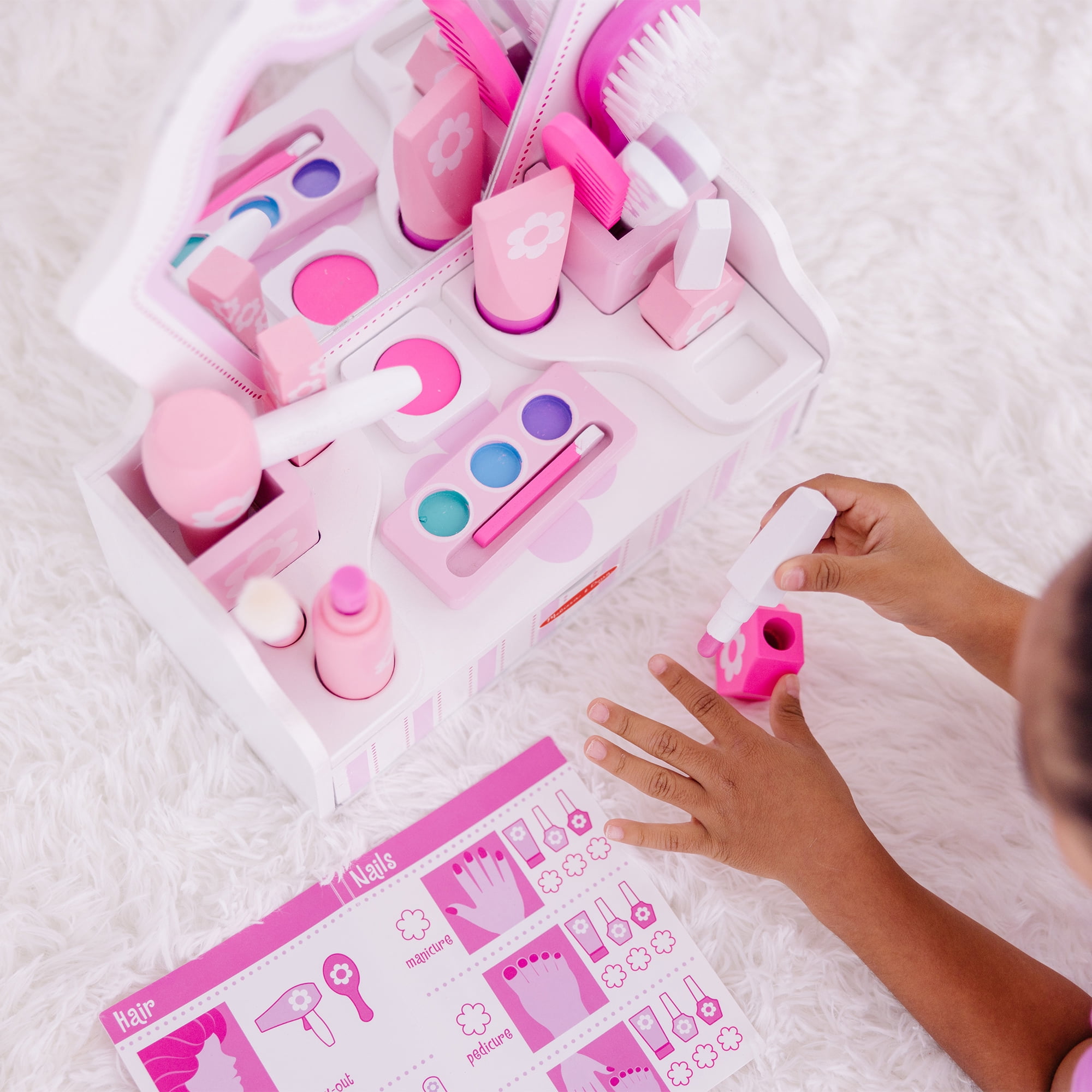 Melissa & Doug Wooden Beauty Salon Play Set with Vanity, 18 Pieces, Toddler Toy Ages 3+