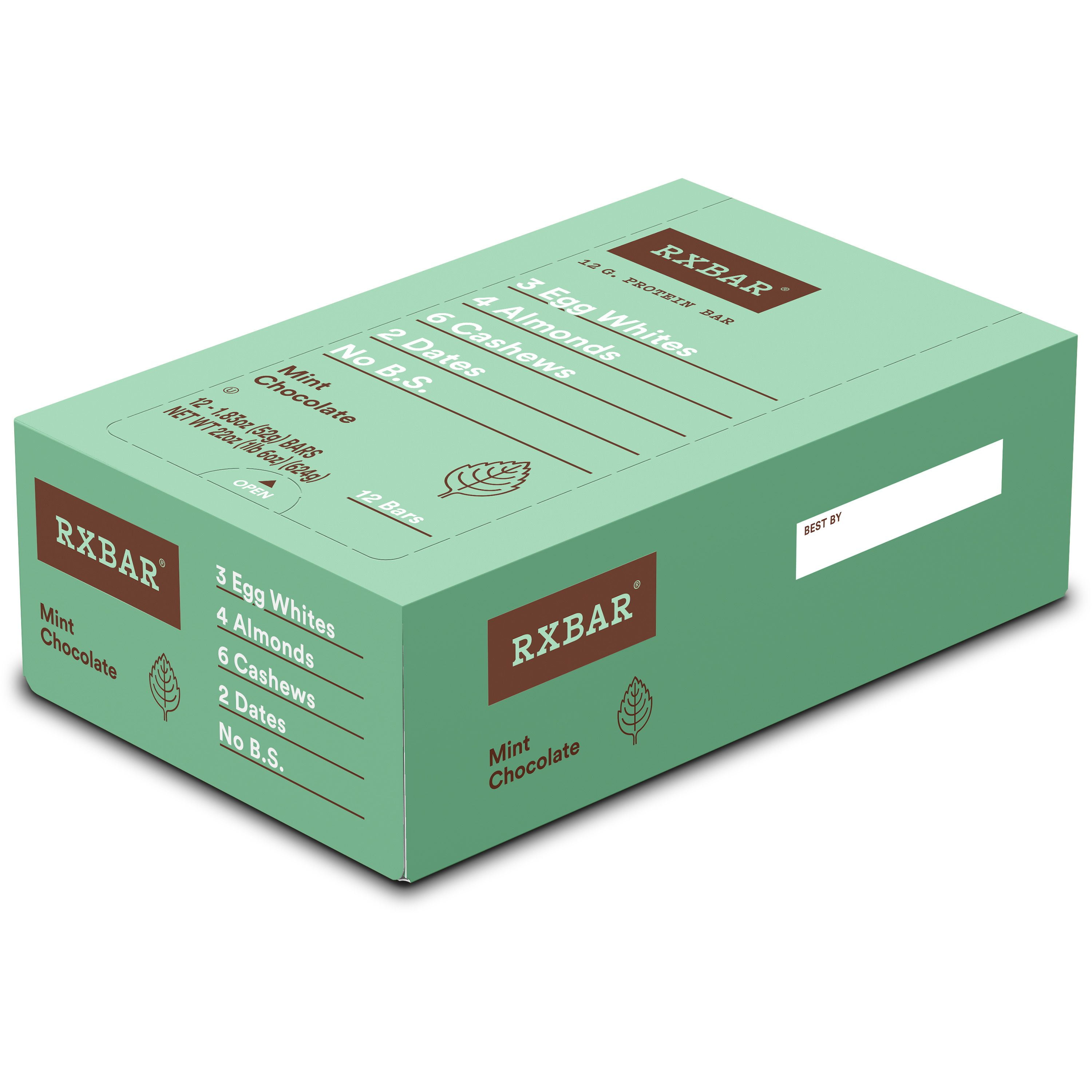 RXBAR Protein Bar, Mint Chocolate, 12 Ct, 22 Oz, Box
