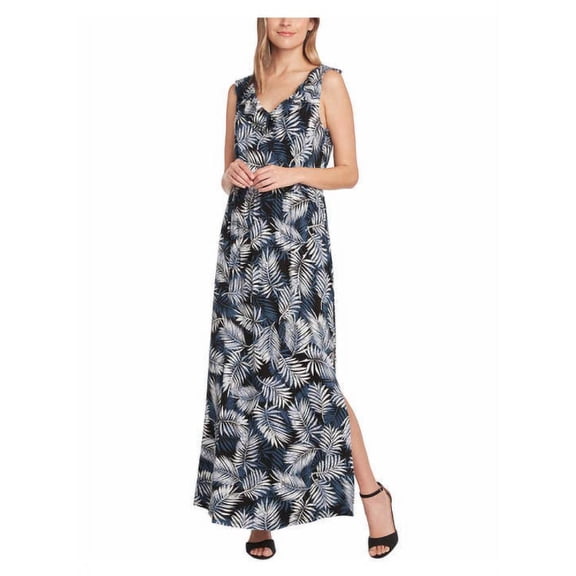 Matty M Ladies Women's Ruffle Front Maxi Dress Palm Print, XS