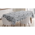 thumbnail image 1 of Floral Tablecloth, Vintage Look Poppy Flowers Monochrome Sketch Style on Plain Background, Rectangle Satin Table Cover for Dining Room and Kitchen, 52" X 70", Dark Blue Grey and White, by Ambesonne, 1 of 2