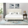 thumbnail image 3 of Roundhill Furniture Rozitta Beige Velvet Wingback Platform Bed, Queen, 3 of 6
