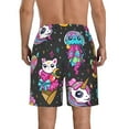 thumbnail image 3 of Kll Rainbow Unicorn And Cat Icecream Men'S Casual Summer Beach Shorts Hawaiian Shorts With Pockets-Small, 3 of 9