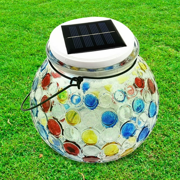 Luz LED solar Tarro de cristal brillante de 200 mAh LED para exteriores para acampar en fiestas en el jardín (luz blanca)