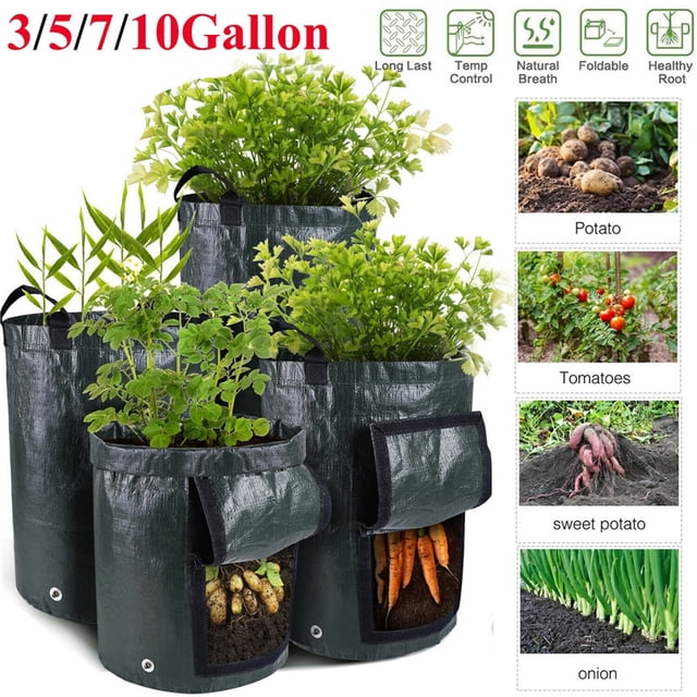 Potato Grow Bag PE Vegetable Onion Plant Bag with Handle Thicken Garden Carrot Taro Peanut Growing Bag Durable Seed Garden Tool7 US GallonGERMANY He Qiyong unisex