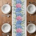thumbnail image 4 of Table Runner 72 Inches Long for Kitchen Dining, Blue Pink Hydrangea Dresser Scarf Farmhouse, Dining Table Decorations for Wedding/Parties, Eucalyptus Leaves Wooden Summer Botanical 14 x 72 In, 4 of 8