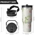 thumbnail image 4 of Floral 30oz Handheld Travel Tumbler with Handle – Double Wall Stainless Steel Insulated Cup, Flip Straw Lid, Leak-Proof & BPA-Free, Durable Hot & Cold Drink Mug,Thanksgiving, Xmas, Spring ,Flower, 4 of 6