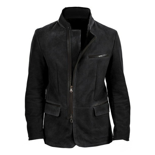 Ceisia Men's Solid Color British Style Jacket Warm Zip Gift Up Outerwear with Cover Bag Design