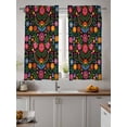 thumbnail image 2 of Bohemian Tier Curtains 45 Inch Length,Sheer Curtains for Bedroom Living Room Window Red Green Tribal Mexican Abstract Flower Rod Pocket Drapes Kitchen Curtains Small Half Window 27.5"x45" 2 Panels, 2 of 6