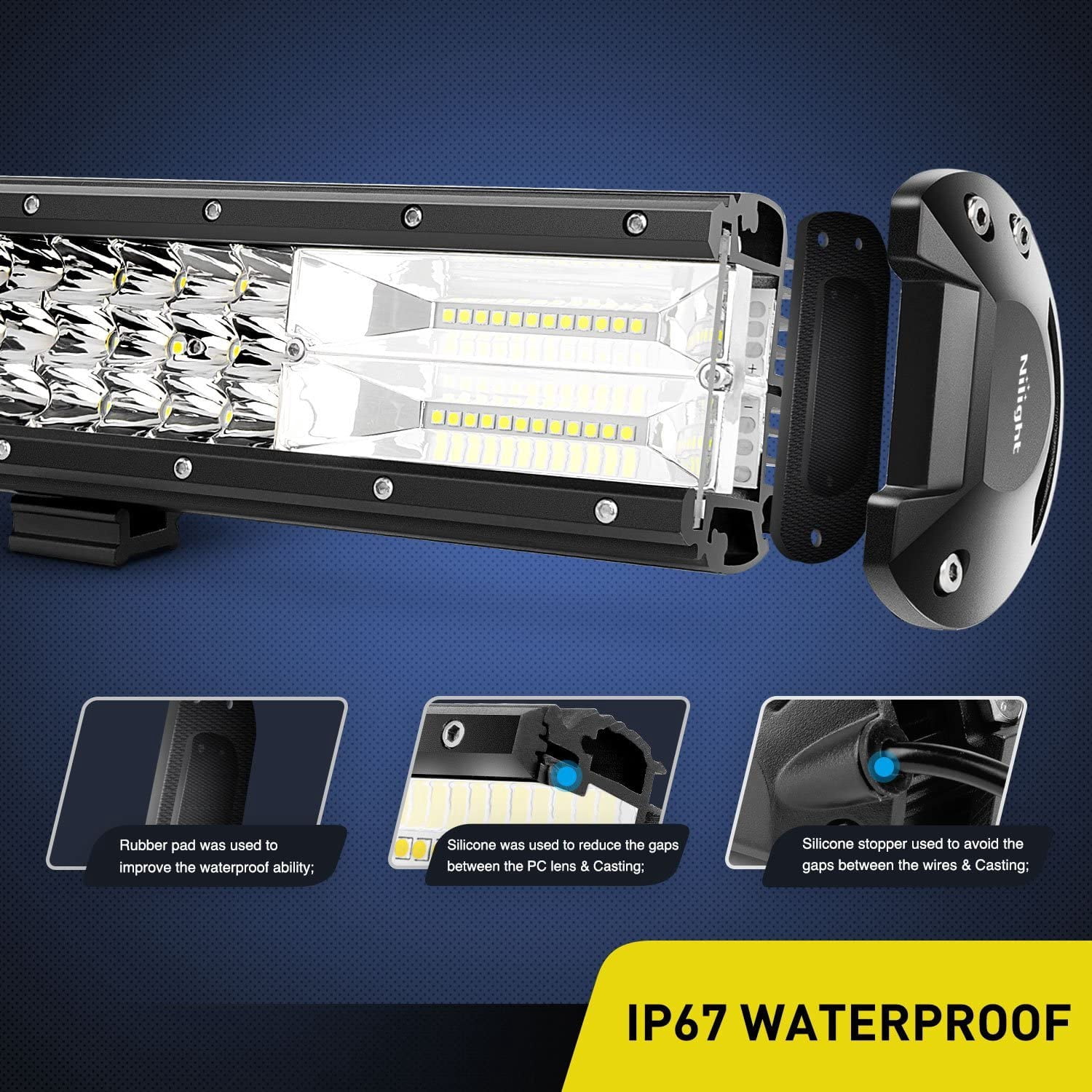 Nilight LED Light Bar 26inch 360W Flood Spot Combo Triple RoW Driving Lamp Roof Bumper off Road LED Work Lights Pods for Van Camper Wagon Car Pickup Golf Cart ATV UTV SUV Truck Boat 4x4