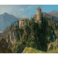 thumbnail image 2 of Ludwig Halauska 23x20 Black Ornate Framed Double Matted Museum Art Print Titled: A View of Klamm Castle Near Imst in the Inntal in Tyrol (1856), 2 of 5