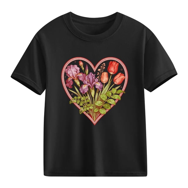 hengsof Children's Basic Round Neck Short Sleeve T-shirt