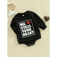thumbnail image 3 of Arvbitana Baby Boys Girls Valentine's Day Romper Long Sleeve Crew Neck Letters Print Bodysuit Spring Autumn Casual Sweatshirt Jumpsuit Tops for Casual Daily 0-24M, 3 of 7