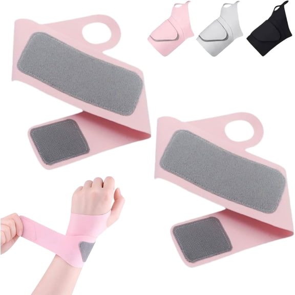 Adjustable Wrist Wrap Support Straps – Elastic Hand Brace for Weightlifting, Bodybuilding & Powerlifting, Breathable Gym Wristband for Men & Women (Pink,1Pair,C)