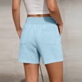 thumbnail image 3 of Resicozy Linen Shorts for Women Casual Summer High Waisted Wide Leg Lounge Beach Vacation Shorts with Pockets Light Blue L, 3 of 5