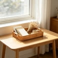 thumbnail image 4 of Rectangular Rattan Style Serving Tray with Wooden Handles - Decorative Woven Storage Basket for Coffee Table, Kitchen, and Home Decor - Ideal for Organizing & Serving Wooden, 4 of 6