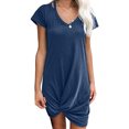 thumbnail image 3 of Chbgutlmr Summer Dresses for Women Short Sleeve Knot Front Irregular Hem Scoop Neck Dress Casual Loose Comfy Trendy Dress, 3 of 8