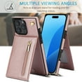 thumbnail image 5 of Dteck for iPhone 16 Case, Shockproof Magnetic Protective Zipper Pocket Purse Handbag Shoulder Strap Stylish Protective Cover, Rosegold, 5 of 9