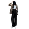 thumbnail image 4 of Pantalones de traje gris para mujer, de alta calidad, drapeados, primavera y otoño, rectos, sueltos, casuales, con fregona pequeña, pantalones estrechos de pierna ancha, 4 of 4