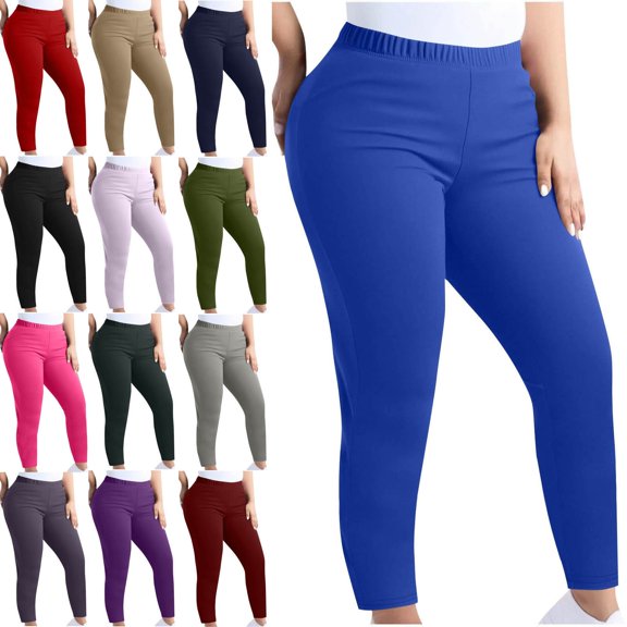 Teylalorva Women's Yoga Leggings, Summer Fall Elastic Waist Plus Size Casual Pants Dark Gray L