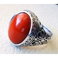 thumbnail image 3 of NEW Coral Mans Ring, Natural Red Coral Ring, Unisex Ring, Silver Jewelry, 925 Silver Ring, Birthday Gift, Heavy Mens Ring, Arabic Design, Ottoman Style Ring, Christmas, Turkey Mens Signet Ring, 3 of 6