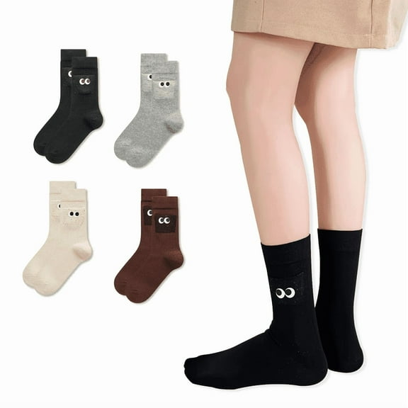 Gaoso 4 Pairs Funny Novelty Ankle Socks for Women Comfy Crew Socks with Cute Eye Patterns