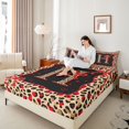 thumbnail image 3 of Manfei Leopard Print Personalized Initial H Full Size Sheets 4-Piece for Girls,Vintage Red Bow Bed Sheets for Women Teens,Microfiber Bedroom Decor, 3 of 5