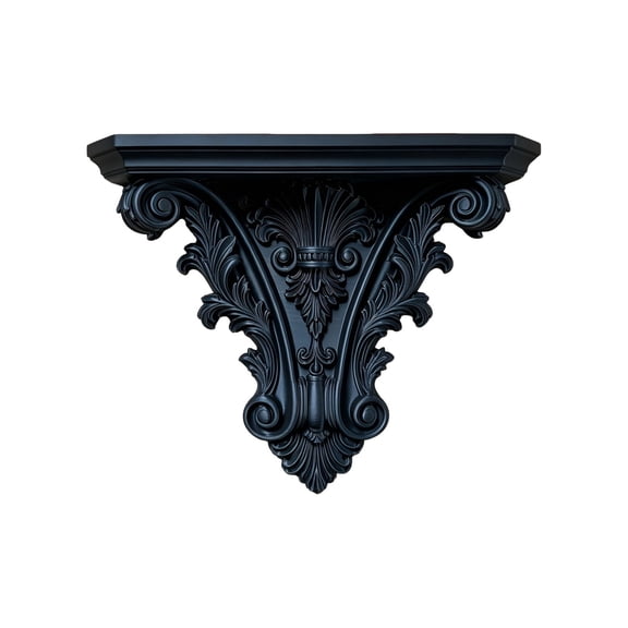 Vintage Wall Mount Shelf with Intricate Floral Carving Design, Floating Organizer for Living Room Bedroom Display, Small Candles Figurines Decor, Home Decor