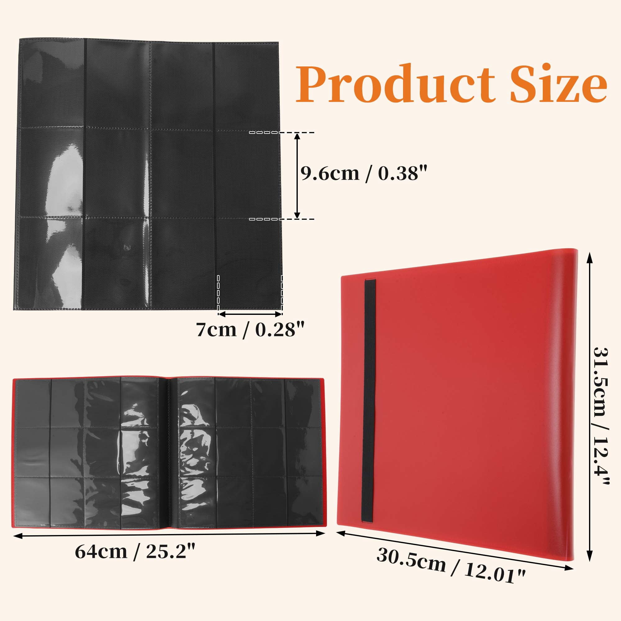 Unique Bargains Card Binder with 12 Pockets and 20 Pages for 480 Card Capacity ["Red"]