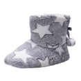 thumbnail image 4 of Jessica Simpson Girls Fuzzy Comfy Plush Memory Foam Star Booties Anti-Slip House Slipper Shoe, 4 of 9
