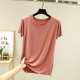thumbnail image 2 of Birdeem T-Shirt Femme Col Rond Couleur Unie Manches Courtes Ample, 2 of 12