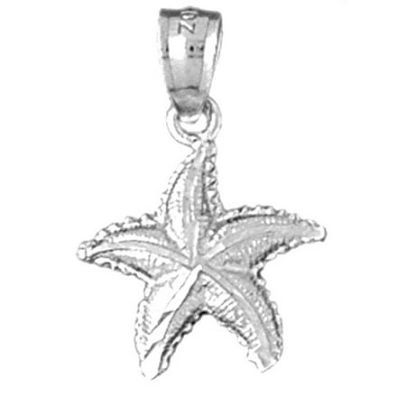14K White Gold Starfish Pendant - 23 mm
