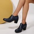 thumbnail image 5 of Pennysue Women's Ankle Boots Navy Low Chunky Stacked Heel booties 11M, 5 of 7