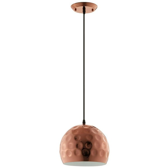 Modway Dimple 10" Half Sphere Metal Pendant Lamp in Rose Gold and Black