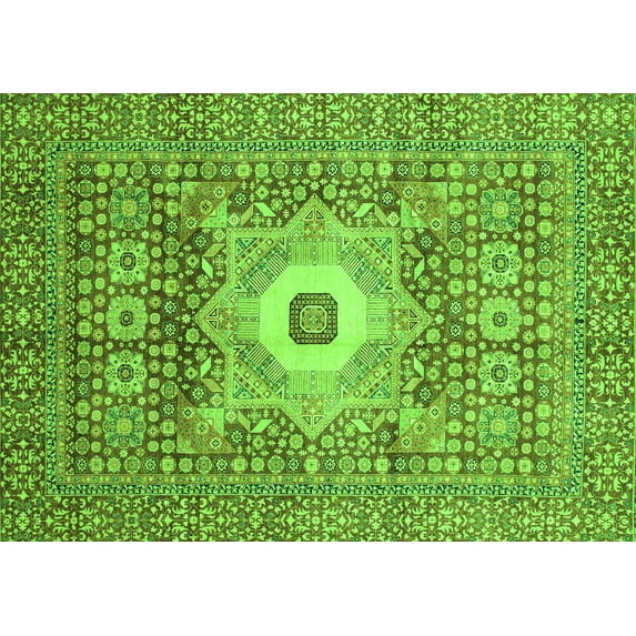 Ahgly Company Indoor Rectangle Abstract Green Modern Area Rugs, 6' x 9'