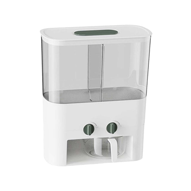 Dispensador de alimentos secos, dispensador de cereales de 2 rejillas, dispensador de arroz, almacenamiento de cocina de 22 con taza medidora Verde Soledad Contenedor dispensador de arroz