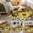 thumbnail image 5 of Round Area Rug 8 Ft, Spring Daisy Washable Non-Slip Circle Carpet for Living Room/Bedroom, Botanical Brown Yellow Flowers Oil Painting Collection Low-Profile Large Area Rugs for Indoor, 5 of 8