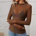 thumbnail image 2 of Mesh Tops for Womens Fashion Sheer Slim Fit Mock Neck Mesh Long Sleeve Top 2026 Sexy Trendy Going Out Sheer Shirts, 2 of 6